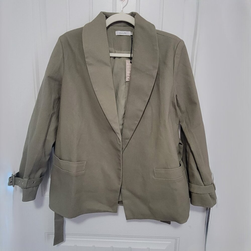 NWT Amaryllis Women's One of a Kind Green Blazer Jacket Belt Lined‎ Size Small
